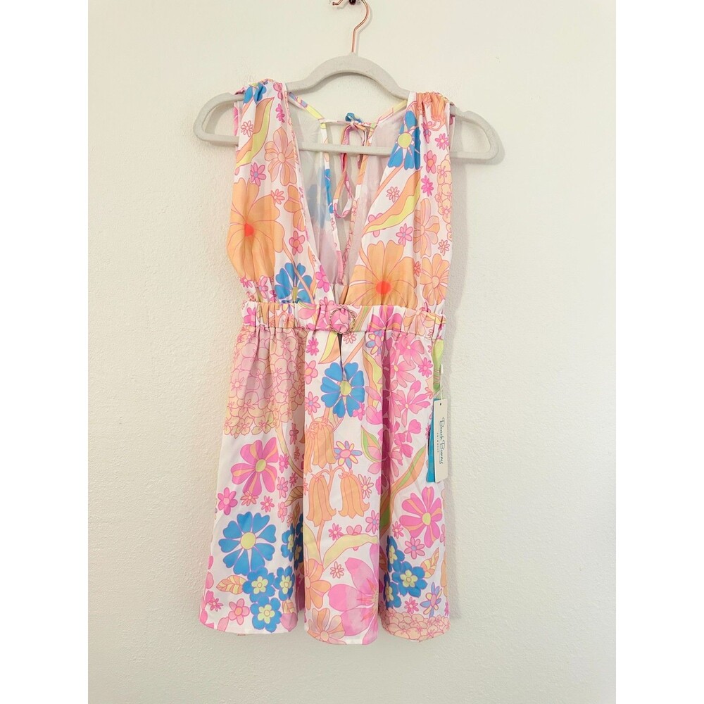 NWT Beach Bunny Charis Swim Coverup Mini Dress Retro Floral Pink Women's Small